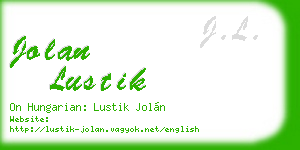 jolan lustik business card